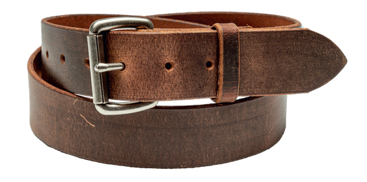 Distressed Leather, Plain Belt w/ Roller Buckle