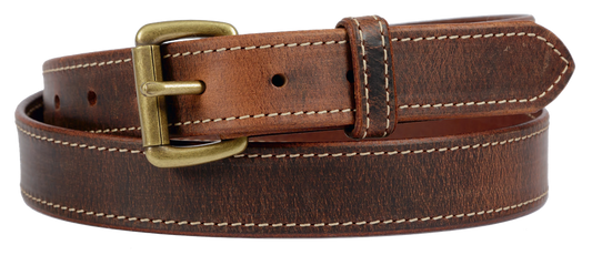 Distressed Leather, Stitched Belt w/ Roller Buckle