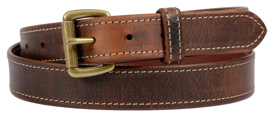 Distressed Leather, Stitched Belt w/ Roller Buckle