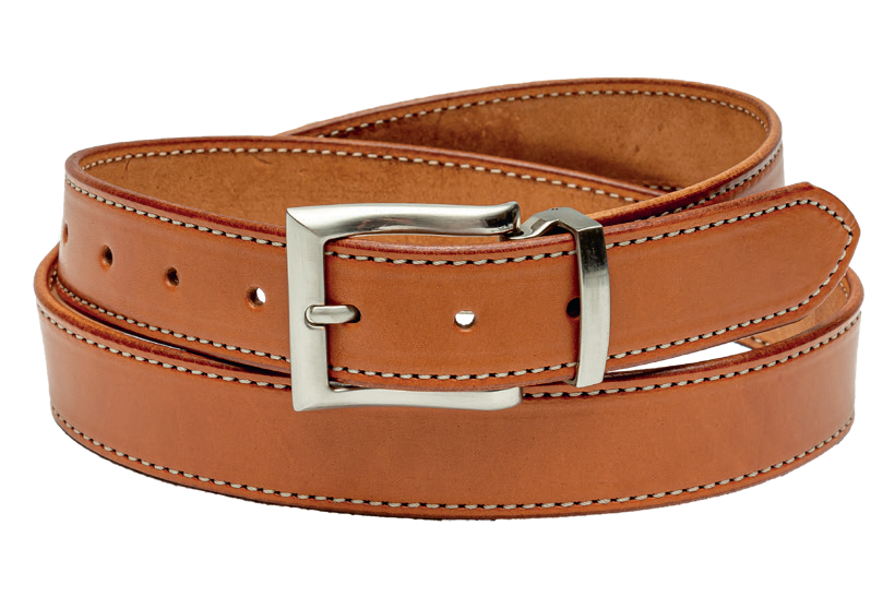 Stitched Dress Belt w/ Square Buckle - 1-3/8"