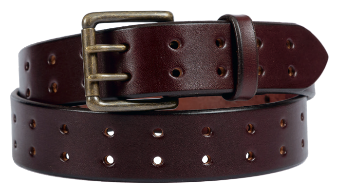 Double Prong, Bridle Leather, Stitched Belt w/ Roller Buckle