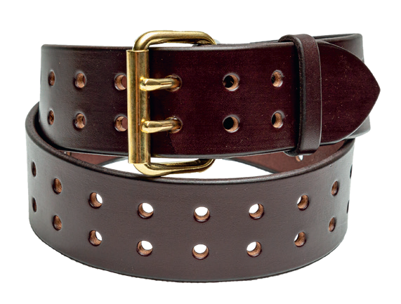 Double Prong, Bridle Leather, Stitched Belt w/ Roller Buckle