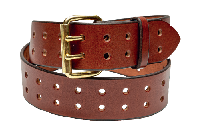 Double Prong, Bridle Leather, Stitched Belt w/ Roller Buckle