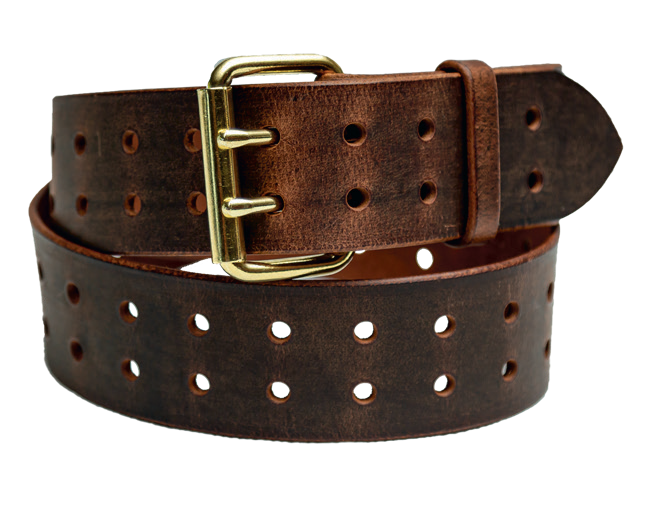 Double Prong, Bridle Leather, Stitched Belt w/ Roller Buckle